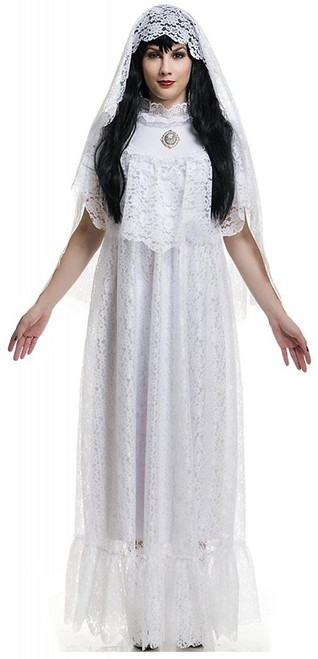 Vintage Bride White Ghost Day Dead Dia Muertos Fancy Dress Up Halloween Costume