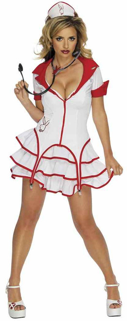 Sexy Nurse Playboy Doctor Hospital White Fancy Dress Up Halloween Adult Costume