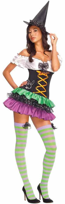Sexy Witch Playboy Black Purple Green Fancy Dress Halloween Sexy Adult Costume