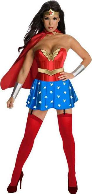Wonder Woman Corset DC Comics Superhero Fancy Dress Halloween Sexy Adult Costume