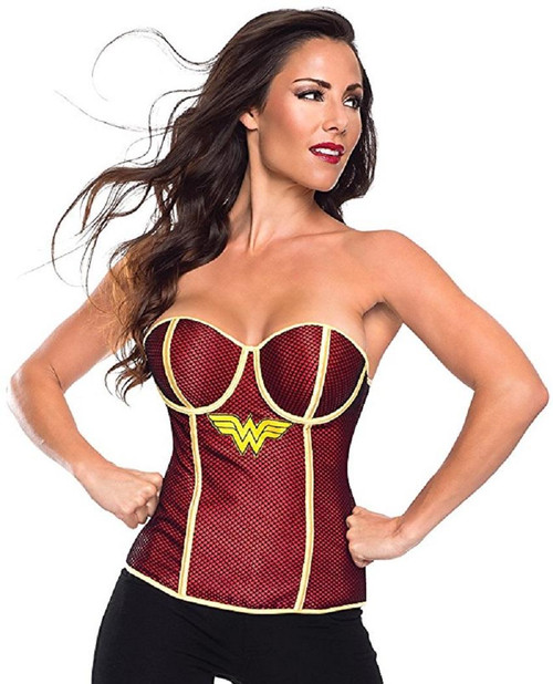 Wonder Woman Fishnet Corset DC Comics Superhero Fancy Dress Halloween Costume