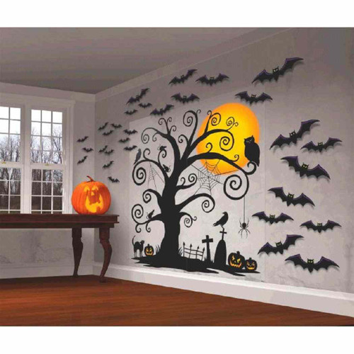 Tree Bats Haunted Carnival Halloween Party Scene Setters Wall Decorating Kit