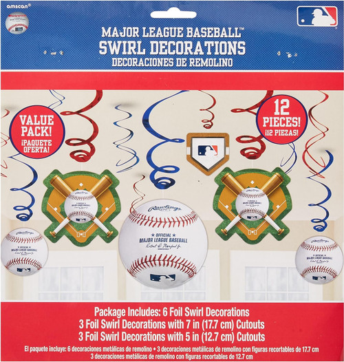 Rawlings MLB Pro Baseball Sports Theme Party Hanging Swirl Decorations
