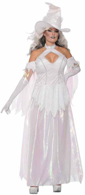 Crystal Magick White Good Witch Sorceress Fancy Dress Halloween Adult Costume