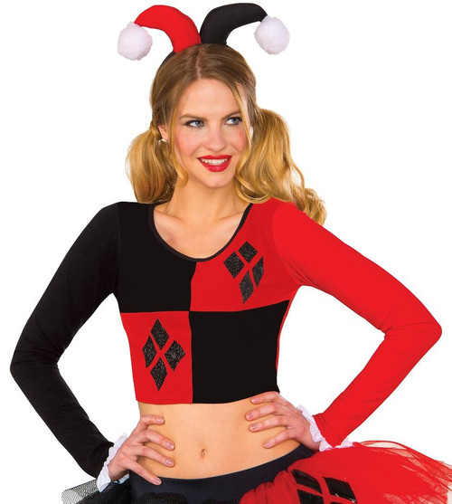 Harley Quinn Crop Top DC Comics Fancy Dress Up Halloween Adult Costume Accessory