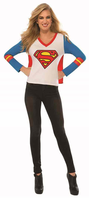 Supergirl Sporty Tee DC Superhero Fancy Dress Halloween Adult Costume Accessory