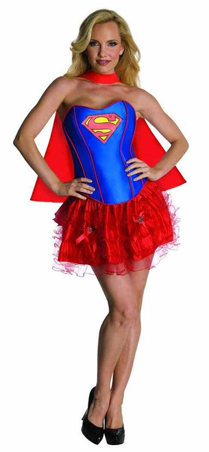 Supergirl Corset DC Comics Superhero Fancy Dress Up Halloween Sexy Adult Costume