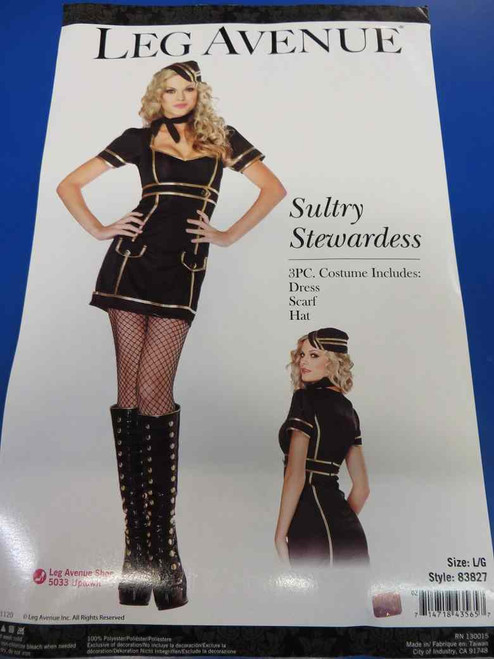 Sultry Stewardess Flight Attendant Fancy Dress Halloween Sexy Adult Costume
