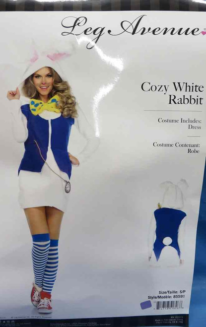 Cozy White Rabbit Animal Alice Wonderland Fancy Dress Halloween Adult Costume
