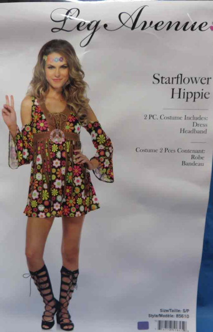 Starflower Hippie 60's Woodstock Groovy Fancy Dress Halloween Sexy Adult Costume