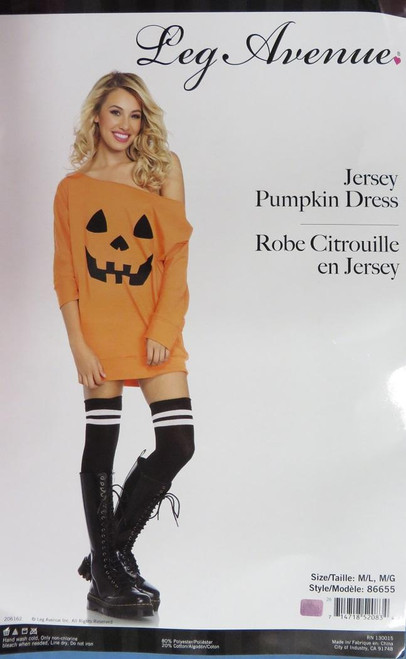 Jersey Pumpkin Jack O Lantern Fancy Dress Up Halloween Sexy Adult Costume