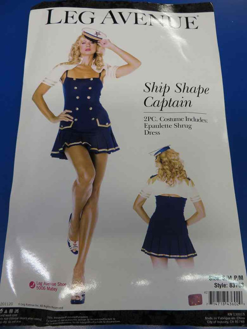 2 pc. Ship Shape Captain Navy Sailor Fancy Dress Halloween Sexy Adult Costume