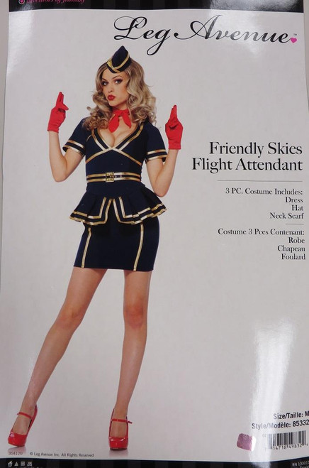 Friendly Skies Flight Attendant Airline Fancy Dress Halloween Sexy Adult Costume