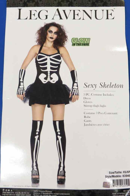 Sexy Skeleton Bones Skull Glow Dark Fancy Dress Up Halloween Sexy Adult Costume