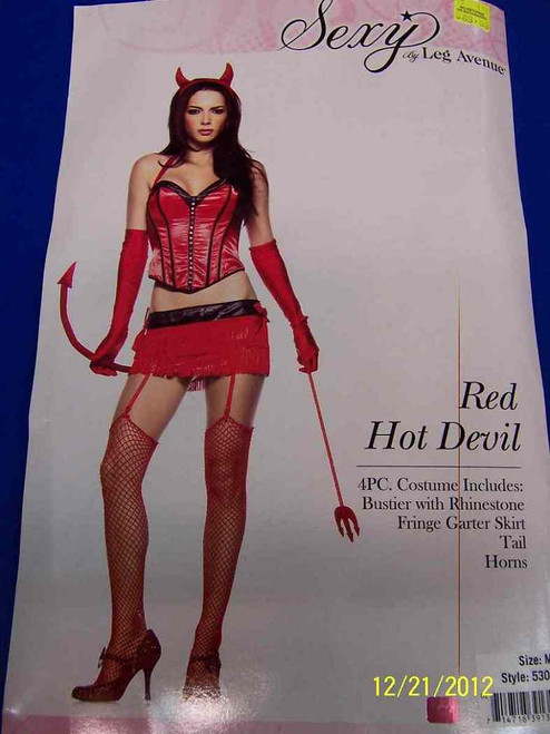 4 pc. Red Hot Devil Satan Lucifer Demon Fancy Dress Halloween Sexy Adult Costume