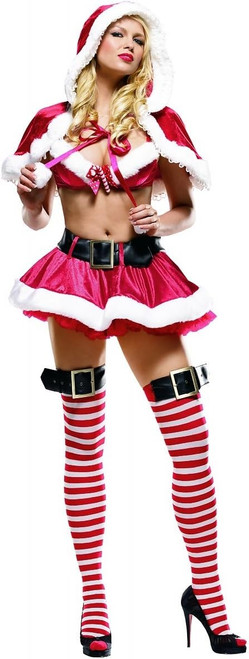 Candy Cane Santa Claus Christmas Fancy Dress Up Halloween Sexy Adult Costume