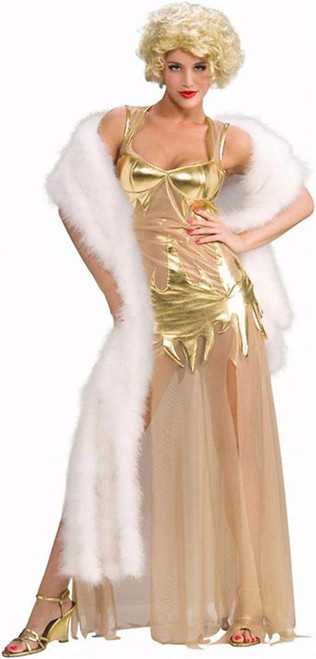 Golden Starlet Marilyn Monroe Gold Fancy Dress Up Halloween Sexy Adult Costume