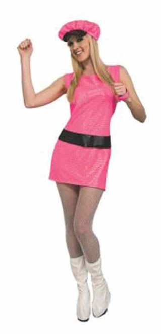 Mod Girl 60's Retro Hippie Go-Go Fancy Dress Halloween Adult Costume 3 COLORS