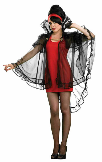 Sheer Intrigue Gothic Black Cape Red Fancy Dress Up Halloween Sexy Adult Costume