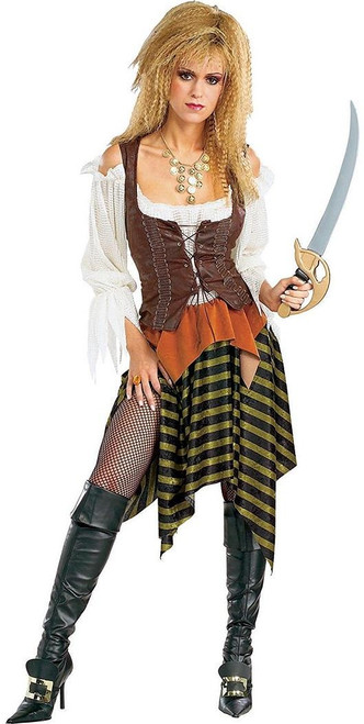 Pirate Wench Caribbean Queen Woman Fancy Dress Up Halloween Adult Costume