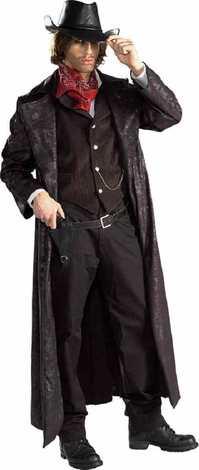 Gun Slinger Cowboy Western Duster Outlaw Fancy Dress Halloween Adult Costume