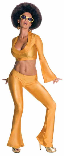 Solid Gold 70's Disco Dancer Retro Fancy Dress Up Halloween Sexy Adult Costume