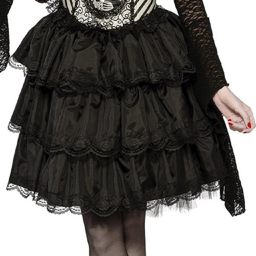 Black Ruffle Skirt Gothic Victorian Fancy Dress Up Halloween Costume Accessory