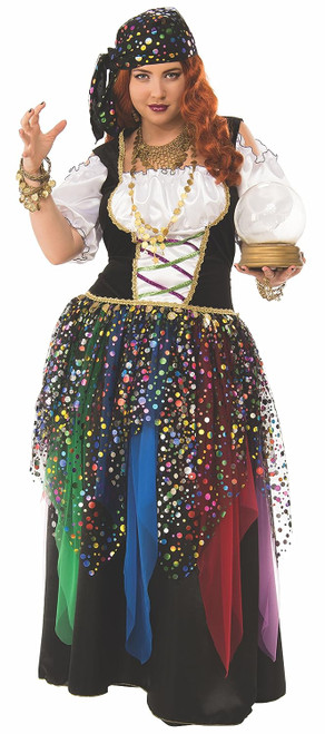 Gypsy Mystic Fortune Teller Opus Fancy Dress Halloween Plus Size Adult Costume