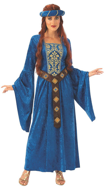 Medieval Maiden Blue Lady Princess Queen Fancy Dress Up Halloween Adult Costume