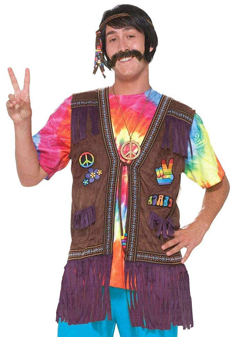 Hippie Peace Vest 60's Woodstock Fancy Dress Halloween Adult Costume Accessory