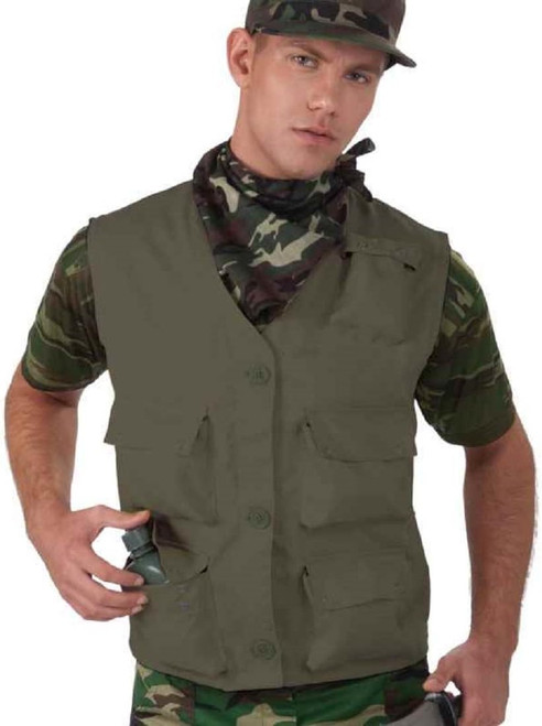 Combat Hero Vest Green Army Military Fancy Dress Up Halloween Adult Costume