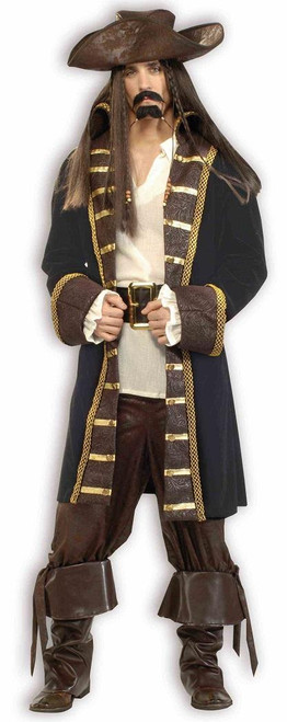 High Seas Pirate Caribbean Captain Fancy Dress Halloween Deluxe Adult Costume