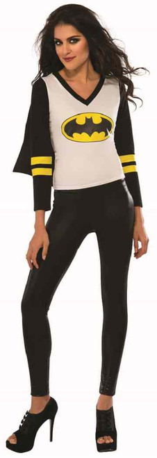 Batgirl Sporty Tee DC Superhero Fancy Dress Up Halloween Adult Costume Accessory