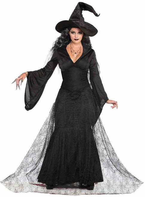 Black Mist Witch Wicked Sorceress Gothic Fancy Dress Up Halloween Adult Costume