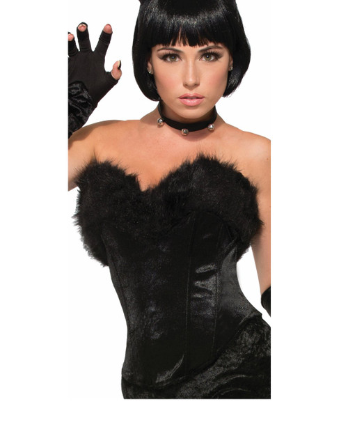 Black Cat Corset Top Kitty Animal Fancy Dress Up Halloween Costume Accessory