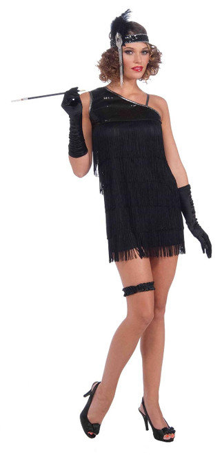 Black Diamond Dazzle Flapper Roaring 20's Fancy Dress Halloween Adult Costume