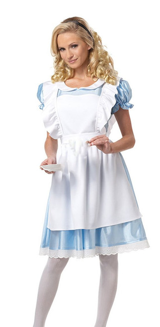 Alice in Wonderland Classic Storybook Fancy Dress Up Halloween Adult Costume