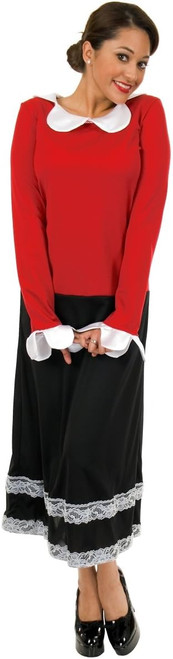 Olive Oyl Oil Popeye Retro Sailor's Girl Fancy Dress Up Halloween Adult Costume