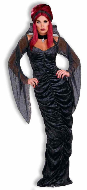 Gothic Seductress Vampire Witch Coffin Fancy Dress Halloween Sexy Adult Costume