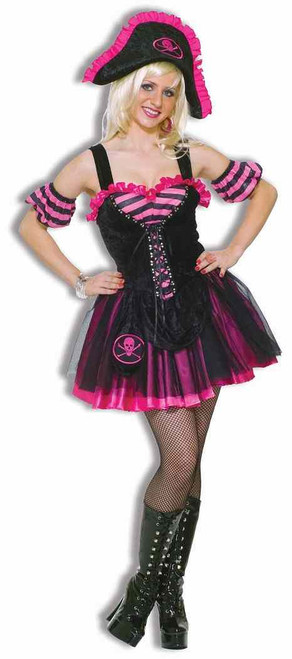 Pirate Dancer Caribbean Girl Pink Fancy Dress Up Halloween Sexy Adult Costume