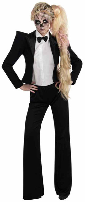 Lady Gaga Skeleton Tuxedo Pop Rock Star Fancy Dress Up Halloween Adult Costume