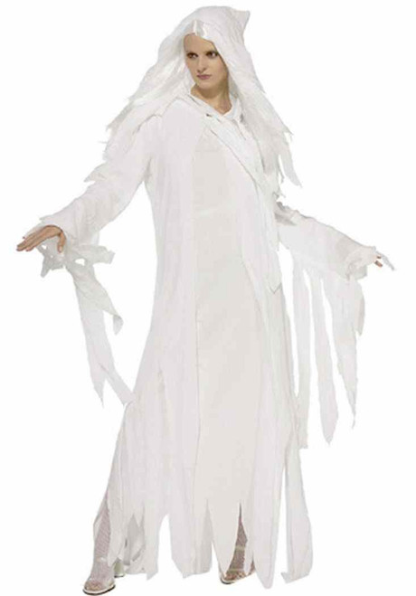 Ghostly Spirit Ghost Apparition White Scary Fancy Dress Halloween Adult Costume