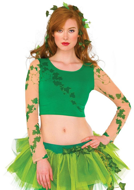 Poison Ivy Crop Top DC Comics Fancy Dress Up Halloween Adult Costume Accessory