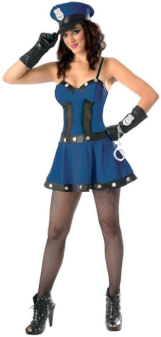 Sexy Cop Police Officer Blue Female Lady Fancy Dress Up Halloween Adult Costume