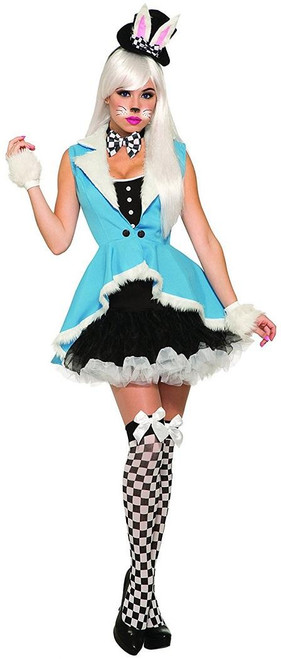 White Rabbit Alice Wonderland Fancy Dress Up Halloween Sexy Adult Costume