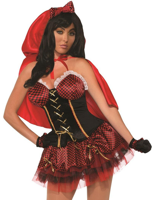 Little Red Riding Hood Corset Top Fancy Dress Halloween Adult Costume Accessory