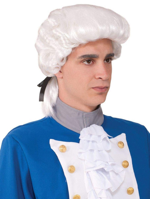 Colonial Man Wig White Powder Fancy Dress Up Halloween Adult Costume Accessory