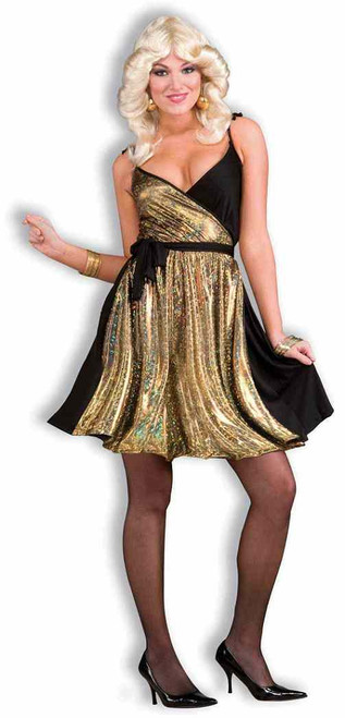 Solid Gold Retro 70's Disco Dancer Fancy Dress Up Halloween Sexy Adult Costume