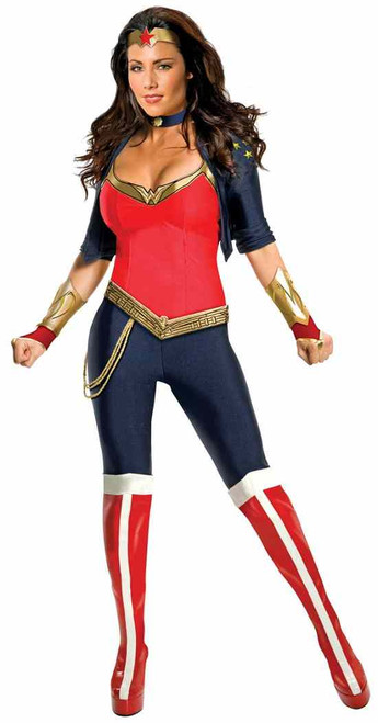 Wonder Woman Justice League Superhero Sexy Fancy Dress Halloween Adult Costume