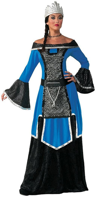 Royal Blue Queen Medieval Renaissance Fancy Dress Up Halloween Adult Costume